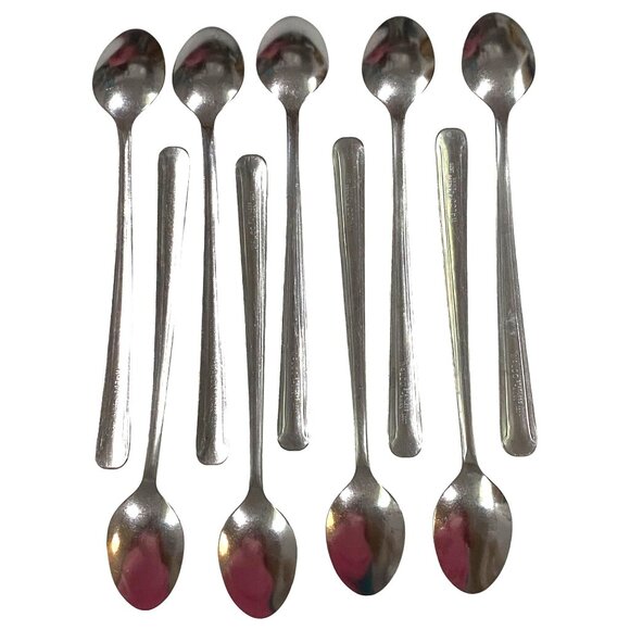 Walco Stainless Taiwan Teaspoon Lot of 9 Art Deco Design Thanksgiving Dining - Picture 2 of 3